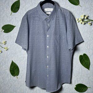 Mizzen Main Leeward Trim Fit Short‎ Sleeve Button Down Shirt Geometric Blue L